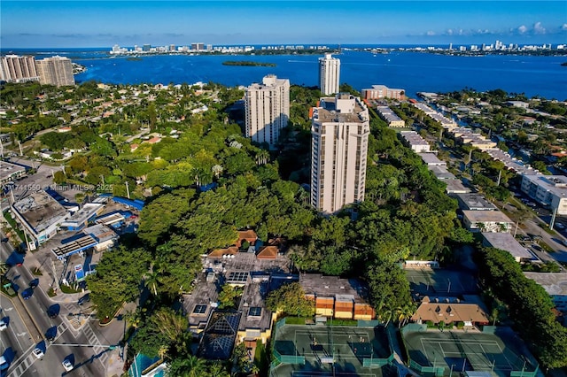 2000 Towerside Ter Unit 910, Miami, FL 33138 - aerial view of property and surrounding area featuring a large body of water and nearby urban area