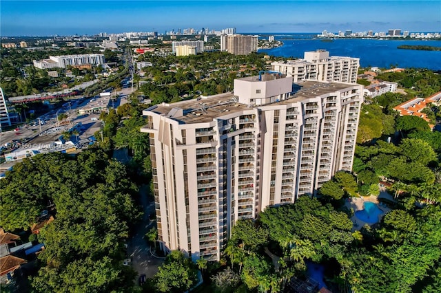 2000 Towerside Ter Unit 910, Miami, FL 33138 - aerial view of property and surrounding area with nearby urban area, a large body of water, and apartment complex / building