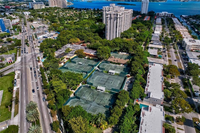 2000 Towerside Ter Unit 910, Miami, FL 33138 - aerial view of property's location featuring a large body of water, a highway, and nearby urban area