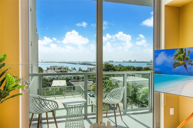 balcony with a water view