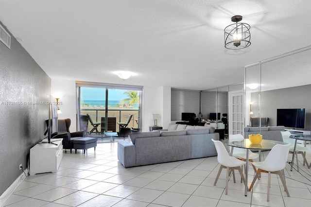 view of tiled living room