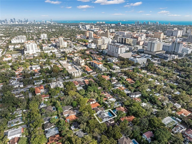 bird's eye view with a city view