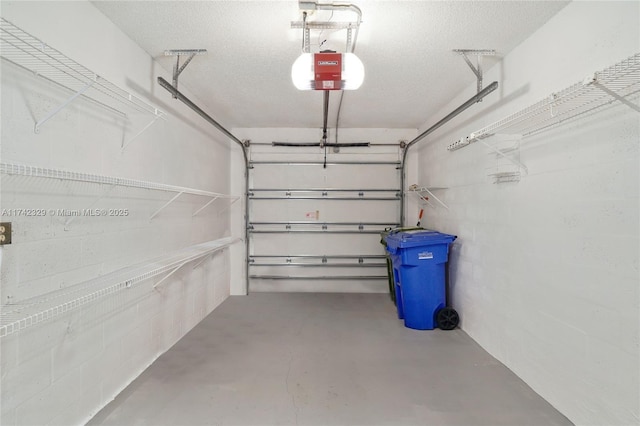 garage with a garage door opener