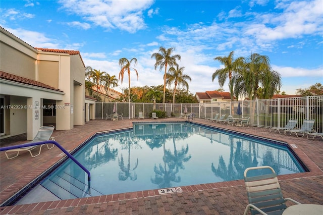 view of pool featuring a patio area