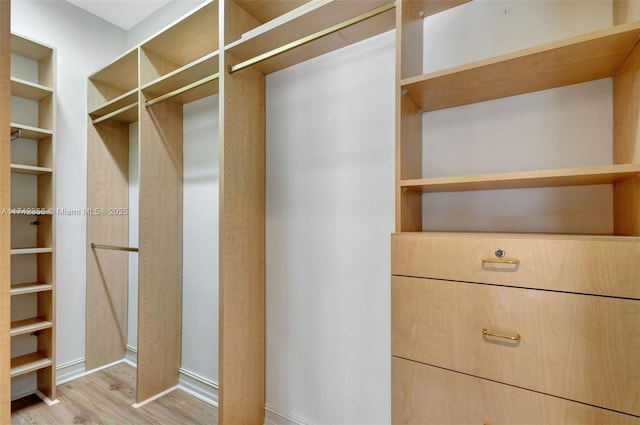 walk in closet with wood finished floors