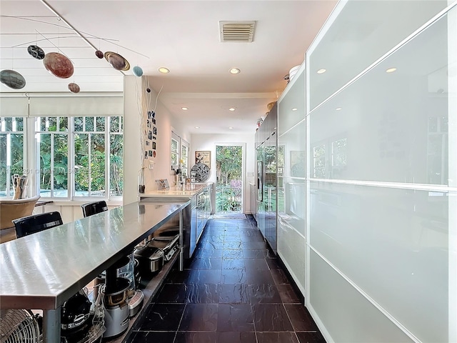 kitchen with stainless steel counters