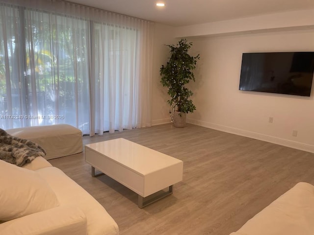 living room with hardwood / wood-style flooring