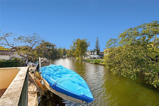 dock area featuring a water view