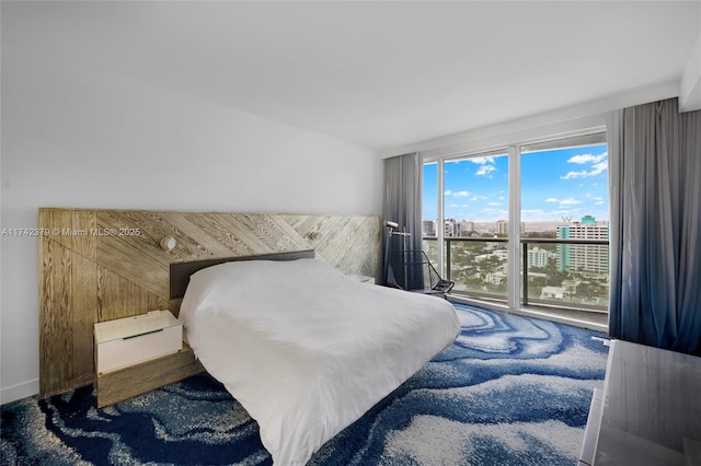 bedroom featuring a water view