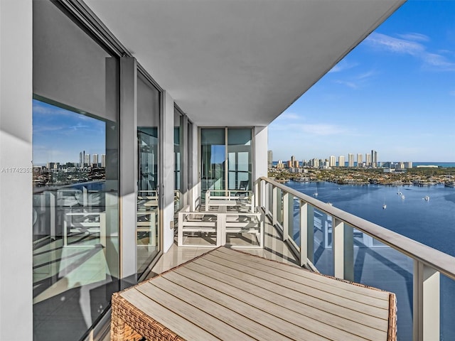 balcony with a water view