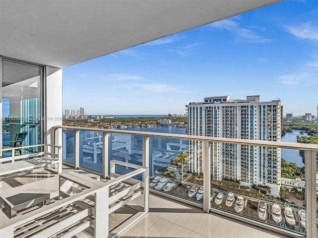 balcony with a water view