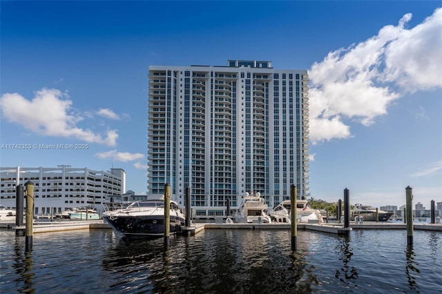 view of water feature featuring a boat dock