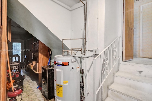 utility room with electric water heater