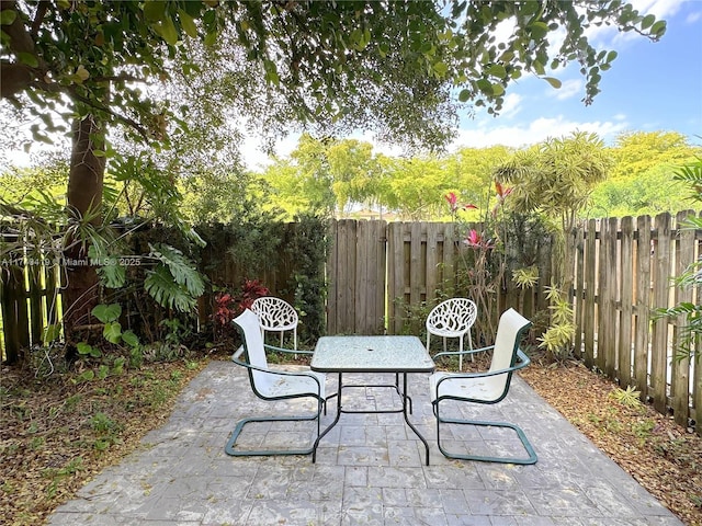 view of patio / terrace with outdoor dining space and a fenced backyard