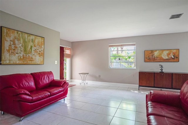 view of tiled living room