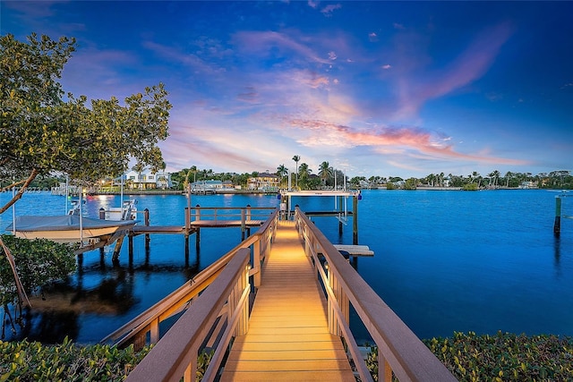 view of dock featuring a water view