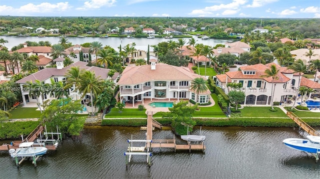 bird's eye view featuring a water view