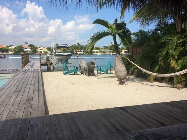 view of dock featuring a water view