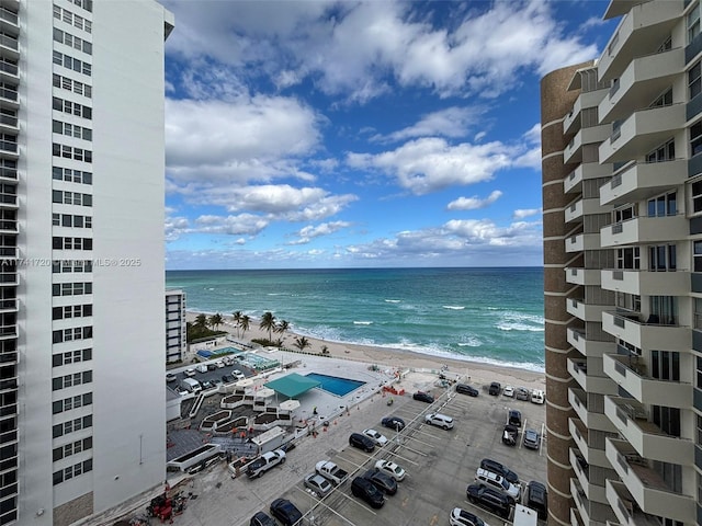 property view of water with a beach view