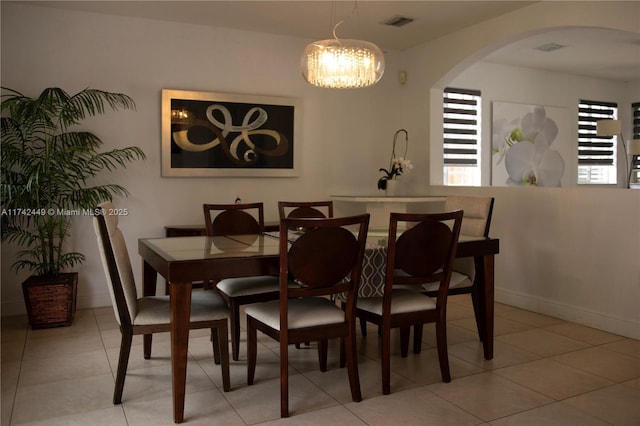 dining room with light tile patterned floors