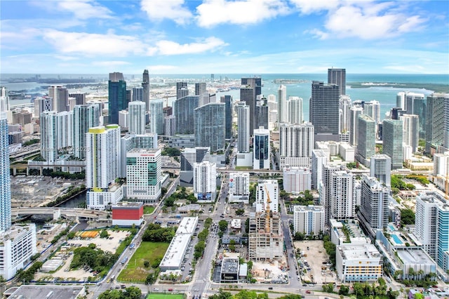 property's view of city with a water view