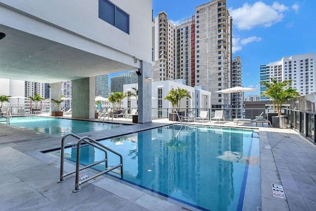 view of pool with a patio