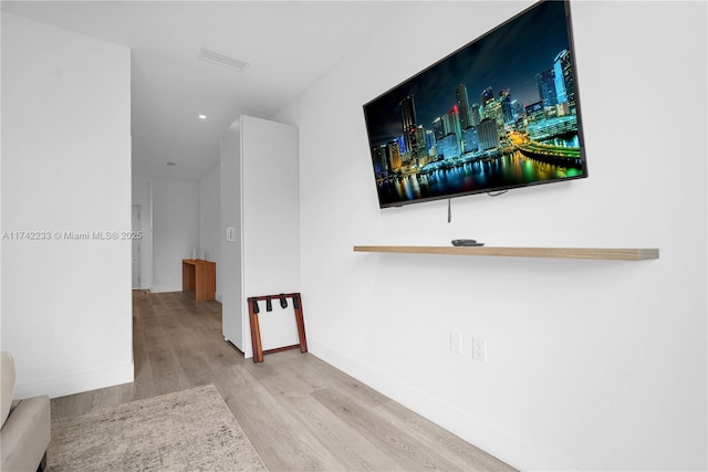 interior space with light hardwood / wood-style floors