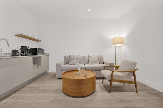 living room with light hardwood / wood-style floors