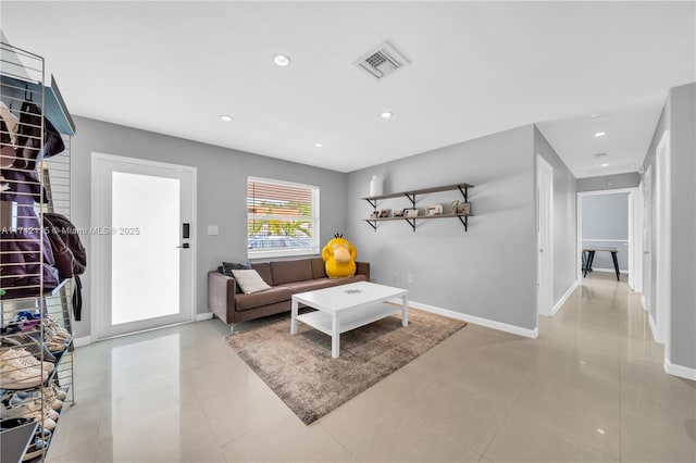 view of tiled living room