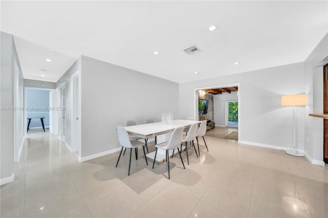 view of tiled dining area