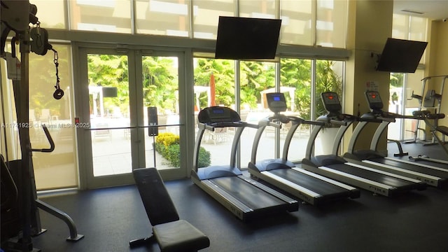 workout area with french doors