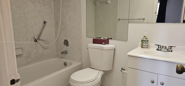 full bathroom featuring vanity, toilet, and tiled shower / bath combo