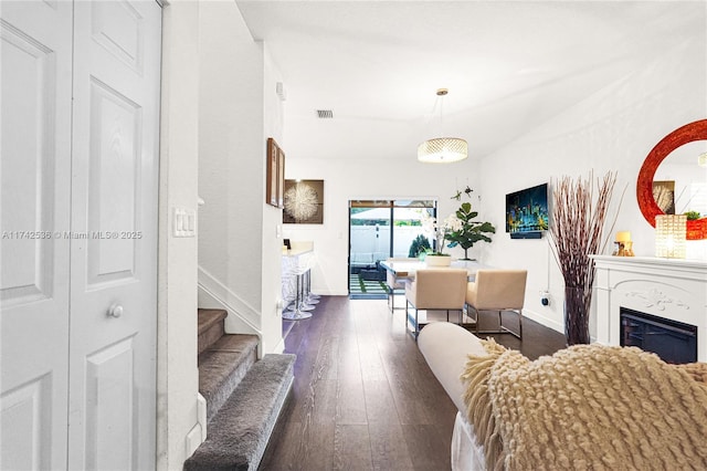 interior space featuring dark hardwood / wood-style flooring