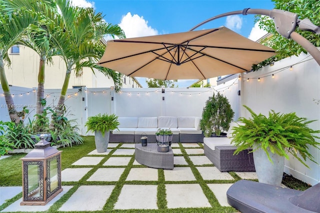 view of patio with an outdoor hangout area