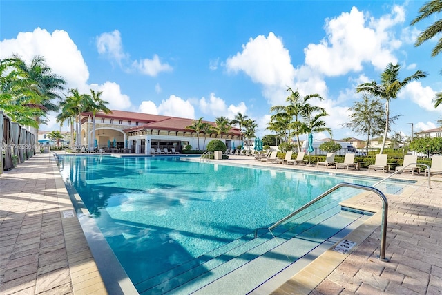 view of pool featuring a patio area