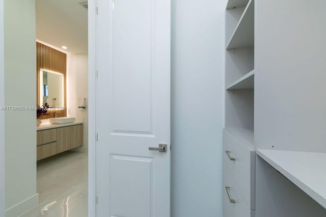 spacious closet featuring sink