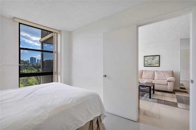 bedroom with a textured ceiling