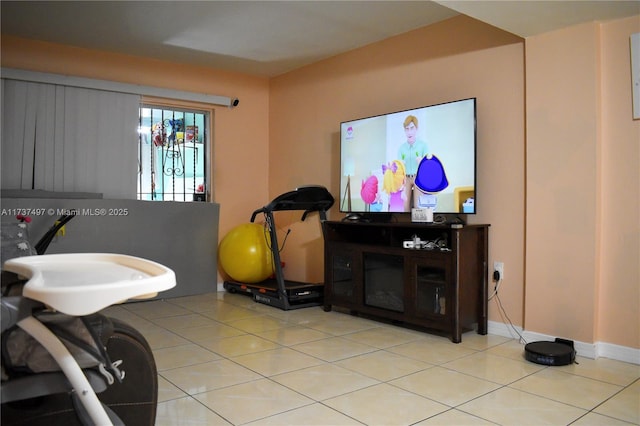 interior space with light tile patterned floors