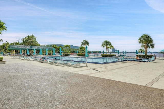 view of pool featuring a patio