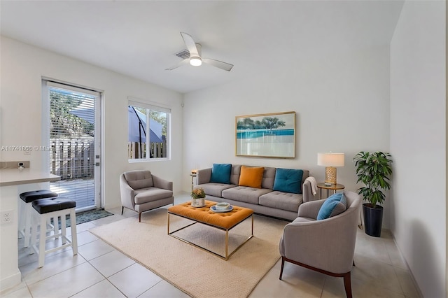 20849 NW 9th Path, Miami Gardens, FL 33169 - living room with light tile patterned floors and ceiling fan