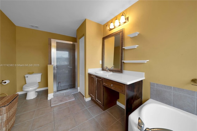 207 Berenger Walk, Royal Palm Beach, FL 33414 - full bath with a shower stall, visible vents, toilet, vanity, and a bath