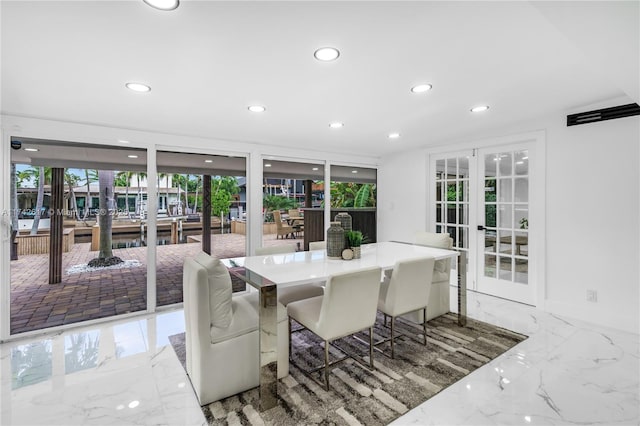 dining room featuring french doors