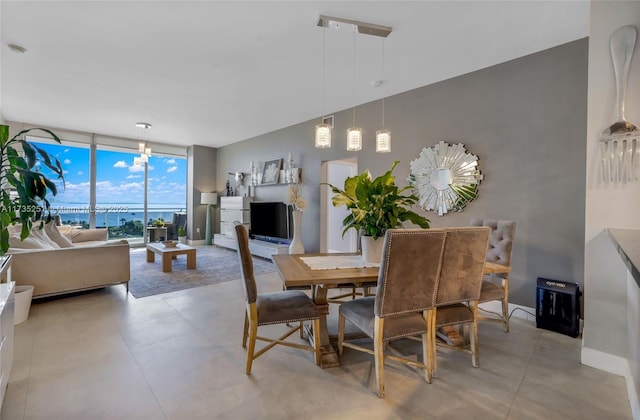 dining room with a wall of windows