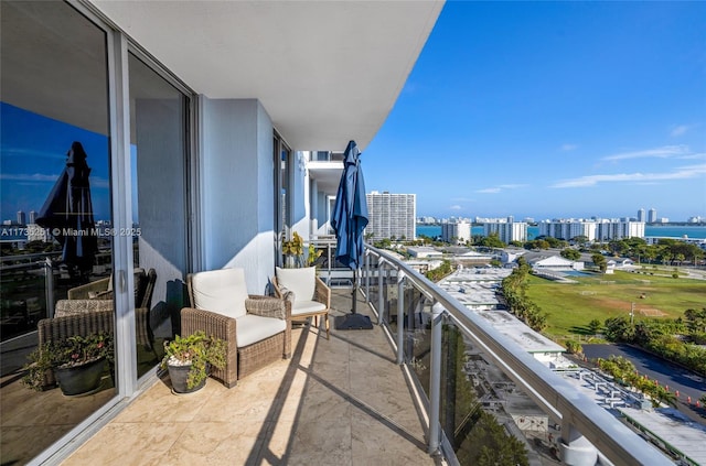 balcony featuring a view of city