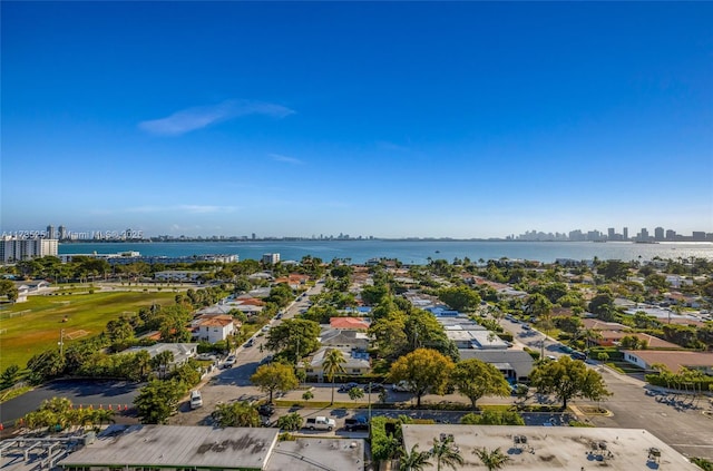 bird's eye view with a residential view, a city view, and a water view
