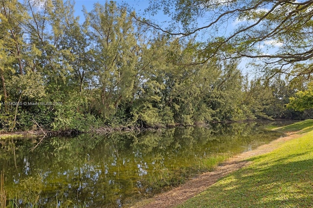 view of landscape featuring a water view