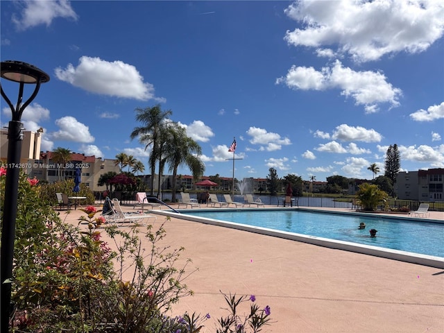 view of pool featuring a patio area