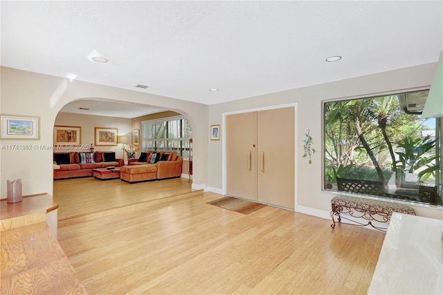 foyer with hardwood / wood-style flooring