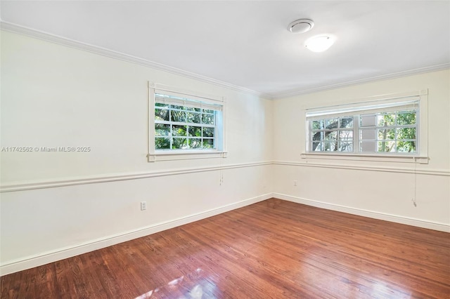 empty room featuring crown molding and plenty of natural light