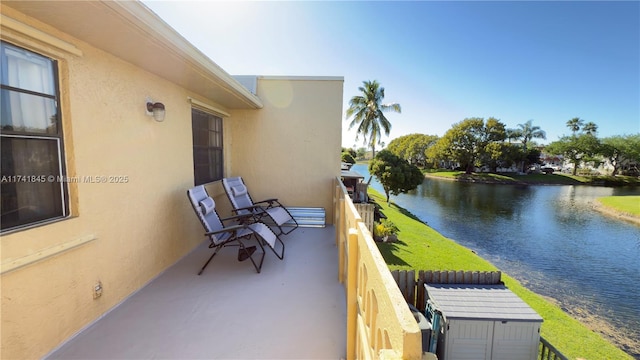 balcony with a water view